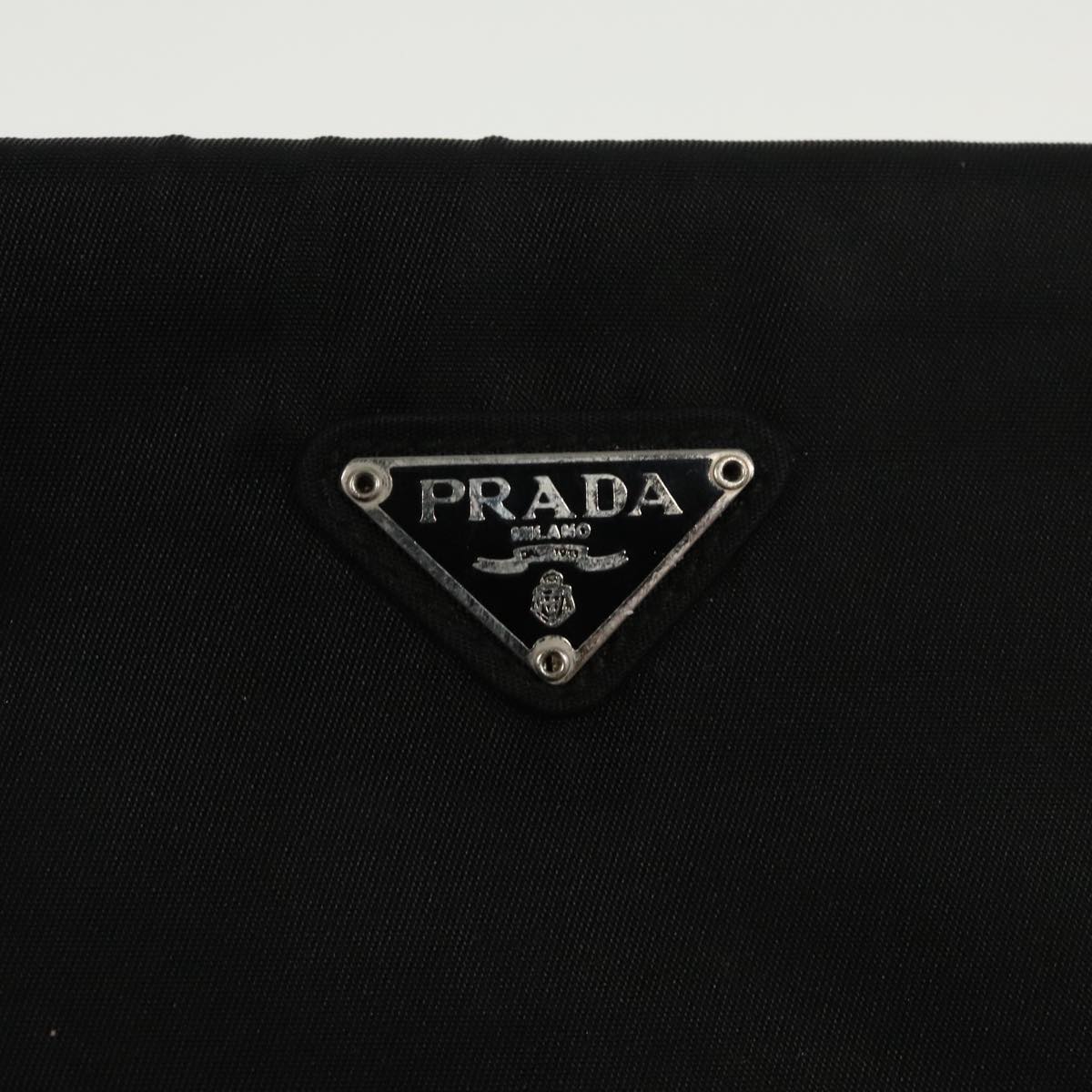 PRADA Hand Bag Nylon Black Silver Auth 98104