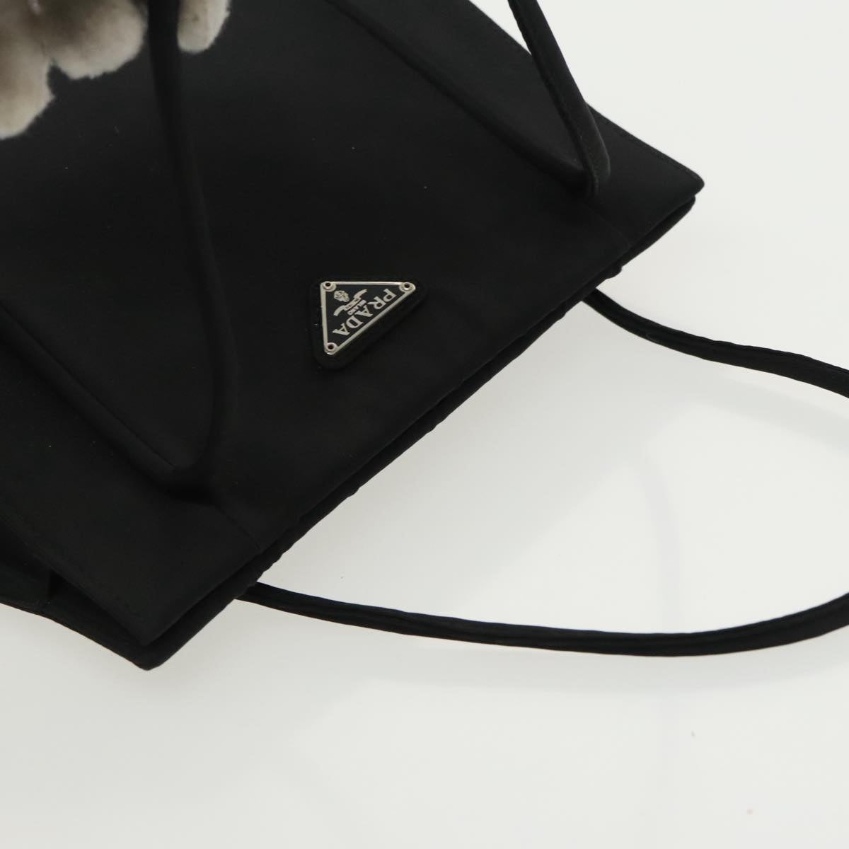 PRADA Hand Bag Nylon Black Silver Auth 98104