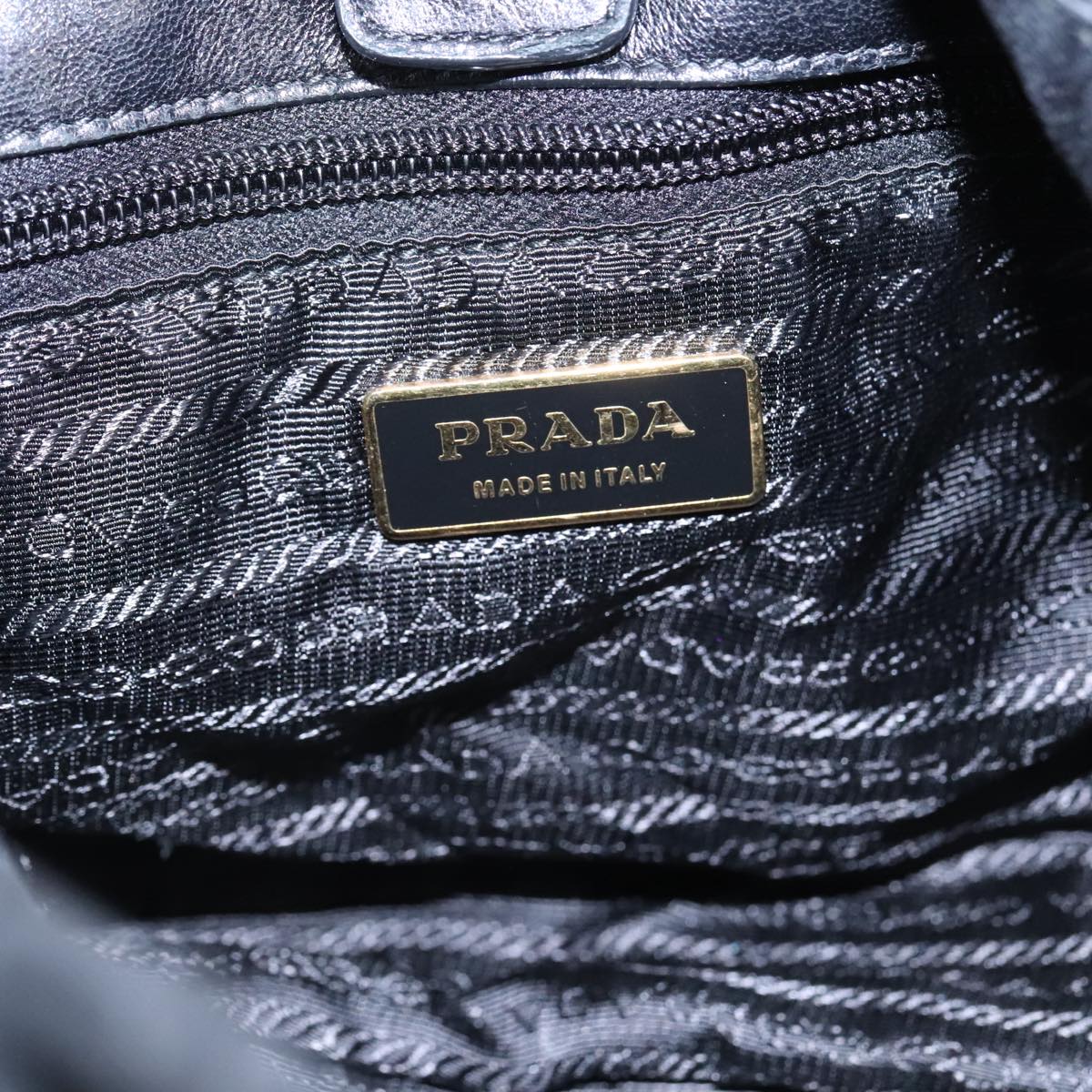 PRADA Shoulder Bag Nylon Black Gold Auth 98106