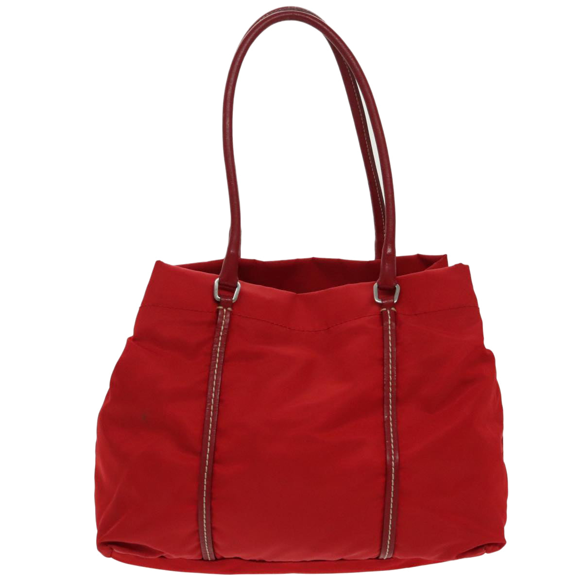 PRADA Hand Bag Nylon Red Silver Auth 98107 - 0