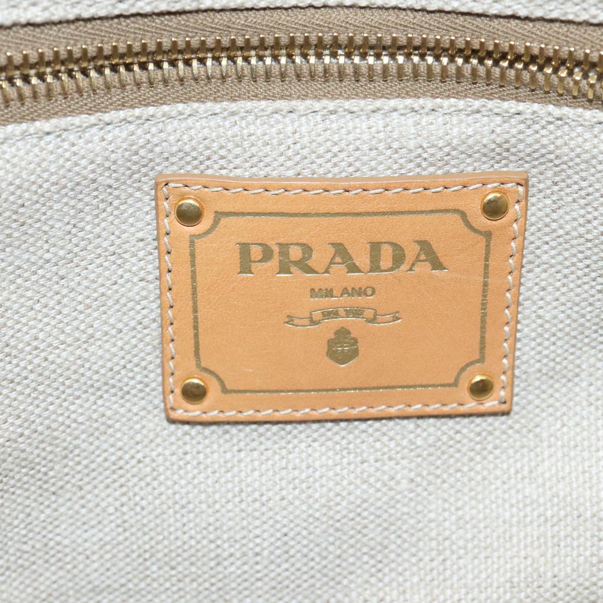 PRADA Canapa GM Hand Bag Canvas Black Orange gold Auth 98112