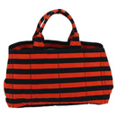PRADA Canapa GM Hand Bag Canvas Black Orange gold Auth 98112V-2