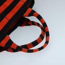 PRADA Canapa GM Hand Bag Canvas Black Orange gold Auth 98112V-7