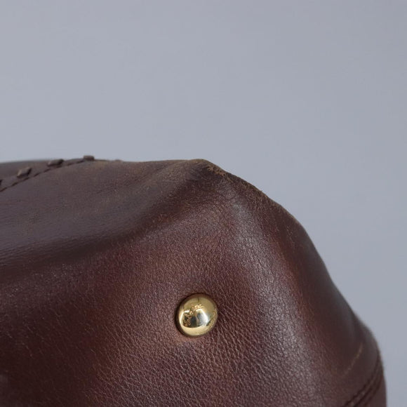 Salvatore Ferragamo Gancini Sofia Hand Bag Leather 2way Brown Gold Auth 98113