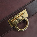 Salvatore Ferragamo Gancini Sofia Hand Bag Leather 2way Brown Gold Auth 98113-17