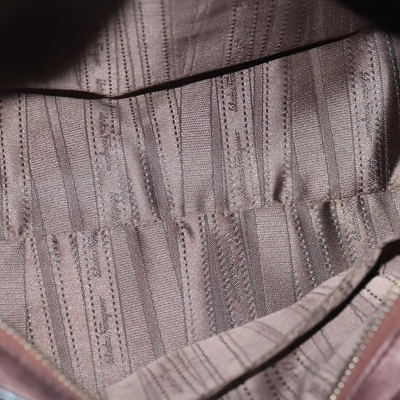 Salvatore Ferragamo Gancini Sofia Hand Bag Leather 2way Brown Gold Auth 98113