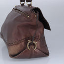 Salvatore Ferragamo Gancini Sofia Hand Bag Leather 2way Brown Gold Auth 98113-3