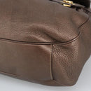 Salvatore Ferragamo Gancini Shoulder Bag Leather Brown Gold Auth 98117-9