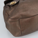 Salvatore Ferragamo Gancini Shoulder Bag Leather Brown Gold Auth 98117-14