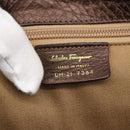 Salvatore Ferragamo Gancini Shoulder Bag Leather Brown Gold Auth 98117-11