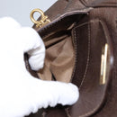 Salvatore Ferragamo Gancini Shoulder Bag Leather Brown Gold Auth 98117-22