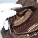 Salvatore Ferragamo Gancini Shoulder Bag Leather Brown Gold Auth 98117-23