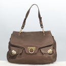 Salvatore Ferragamo Gancini Shoulder Bag Leather Brown Gold Auth 98117-12