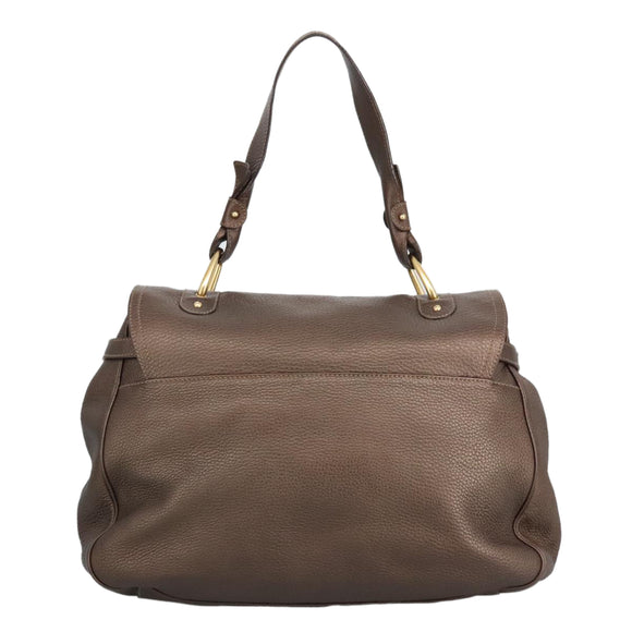 Salvatore Ferragamo Gancini Shoulder Bag Leather Brown Gold Auth 98117