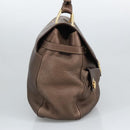 Salvatore Ferragamo Gancini Shoulder Bag Leather Brown Gold Auth 98117-3