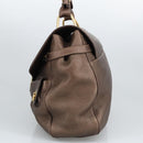 Salvatore Ferragamo Gancini Shoulder Bag Leather Brown Gold Auth 98117-4