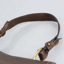 Salvatore Ferragamo Gancini Shoulder Bag Leather Brown Gold Auth 98117-8