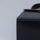 Salvatore Ferragamo Gancini Hand Bag Leather 2way Navy Gold Auth 98122-9