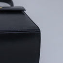 Salvatore Ferragamo Gancini Hand Bag Leather 2way Navy Gold Auth 98122-14