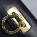 Salvatore Ferragamo Gancini Hand Bag Leather 2way Navy Gold Auth 98122-17