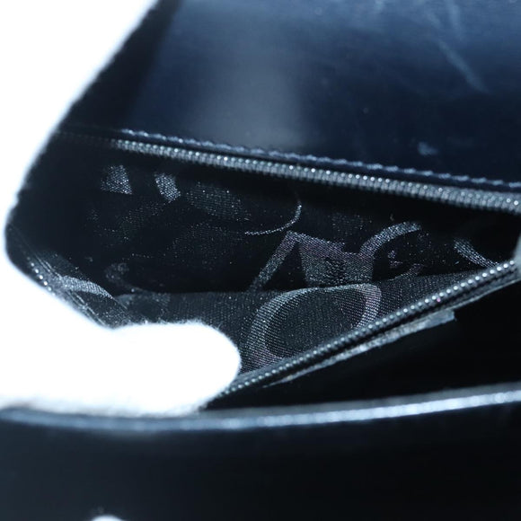 Salvatore Ferragamo Gancini Hand Bag Leather 2way Navy Gold Auth 98122