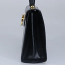 Salvatore Ferragamo Gancini Hand Bag Leather 2way Navy Gold Auth 98122-4