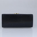 Salvatore Ferragamo Gancini Hand Bag Leather 2way Navy Gold Auth 98122-5