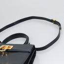 Salvatore Ferragamo Gancini Hand Bag Leather 2way Navy Gold Auth 98125-9