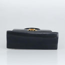Salvatore Ferragamo Gancini Hand Bag Leather 2way Navy Gold Auth 98125-5