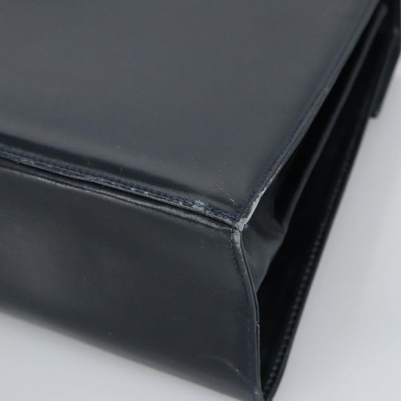 Salvatore Ferragamo Gancini Hand Bag Leather 2way Navy Gold Auth 98125