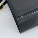 Salvatore Ferragamo Gancini Hand Bag Leather 2way Navy Gold Auth 98125-17