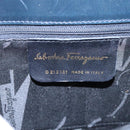 Salvatore Ferragamo Gancini Hand Bag Leather 2way Navy Gold Auth 98125-12