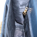 Salvatore Ferragamo Gancini Hand Bag Leather 2way Navy Gold Auth 98125-20