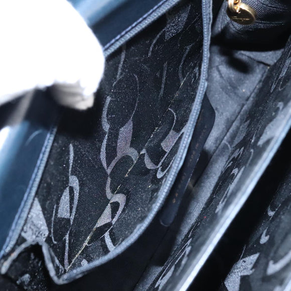 Salvatore Ferragamo Gancini Hand Bag Leather 2way Navy Gold Auth 98125