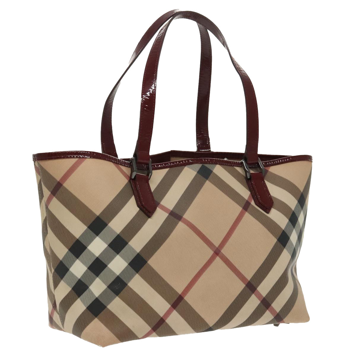 BURBERRY Nova Check Tote Bag PVC Beige Auth 98128