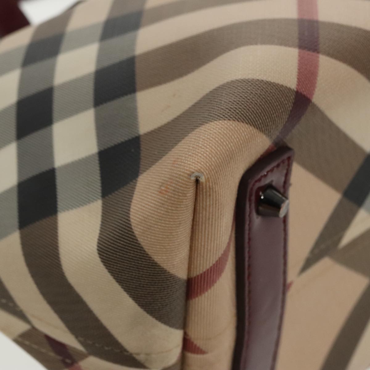 BURBERRY Nova Check Tote Bag PVC Beige Auth 98128