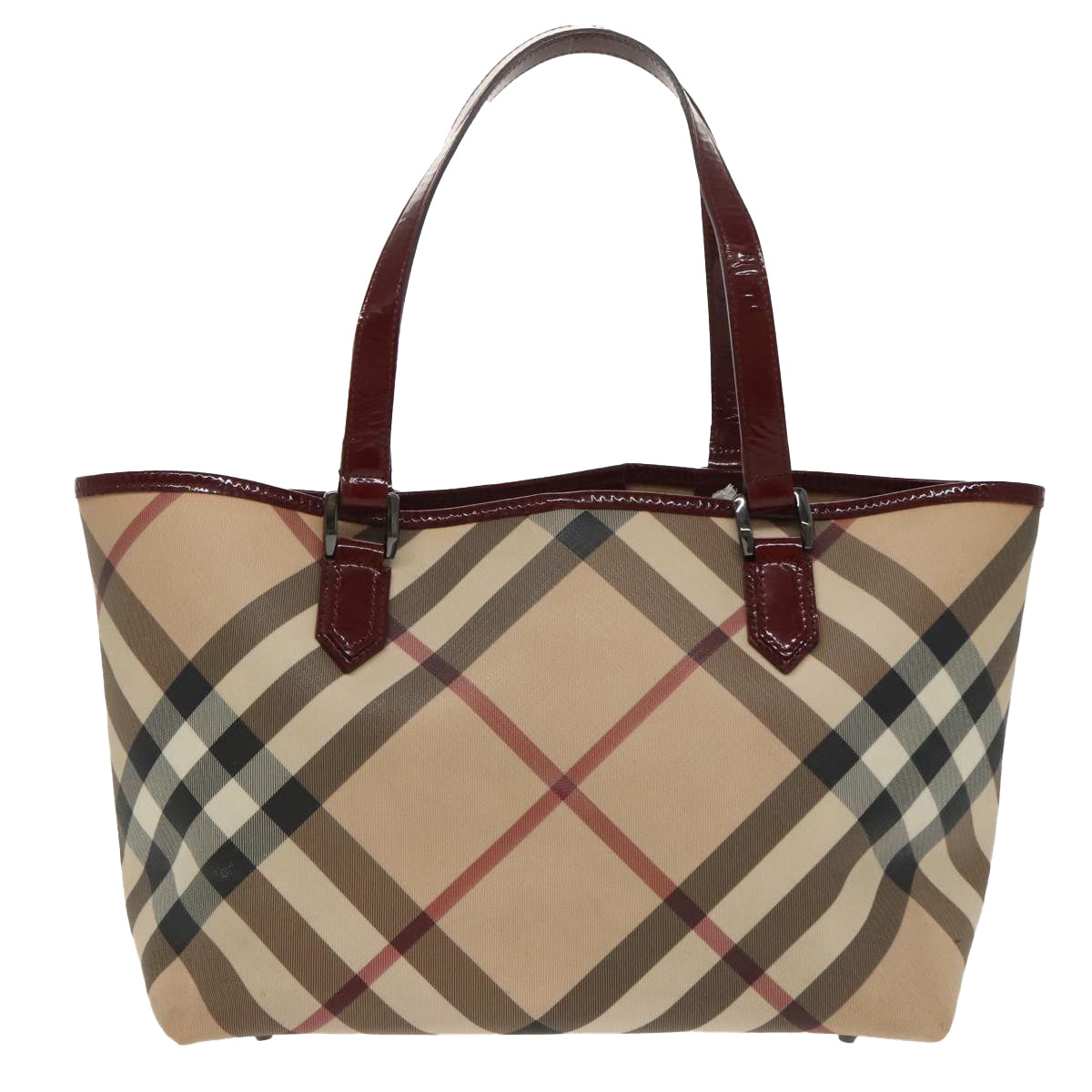 BURBERRY Nova Check Tote Bag PVC Beige Auth 98128