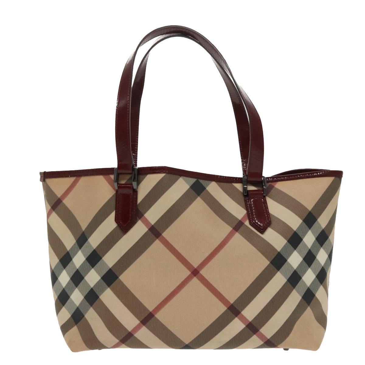 BURBERRY Nova Check Tote Bag PVC Beige Auth 98128 - 0