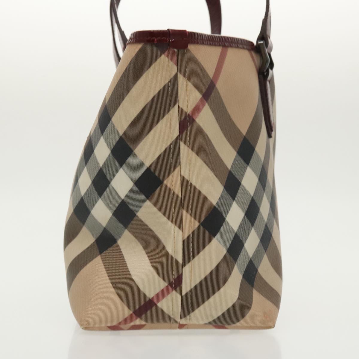 BURBERRY Nova Check Tote Bag PVC Beige Auth 98128