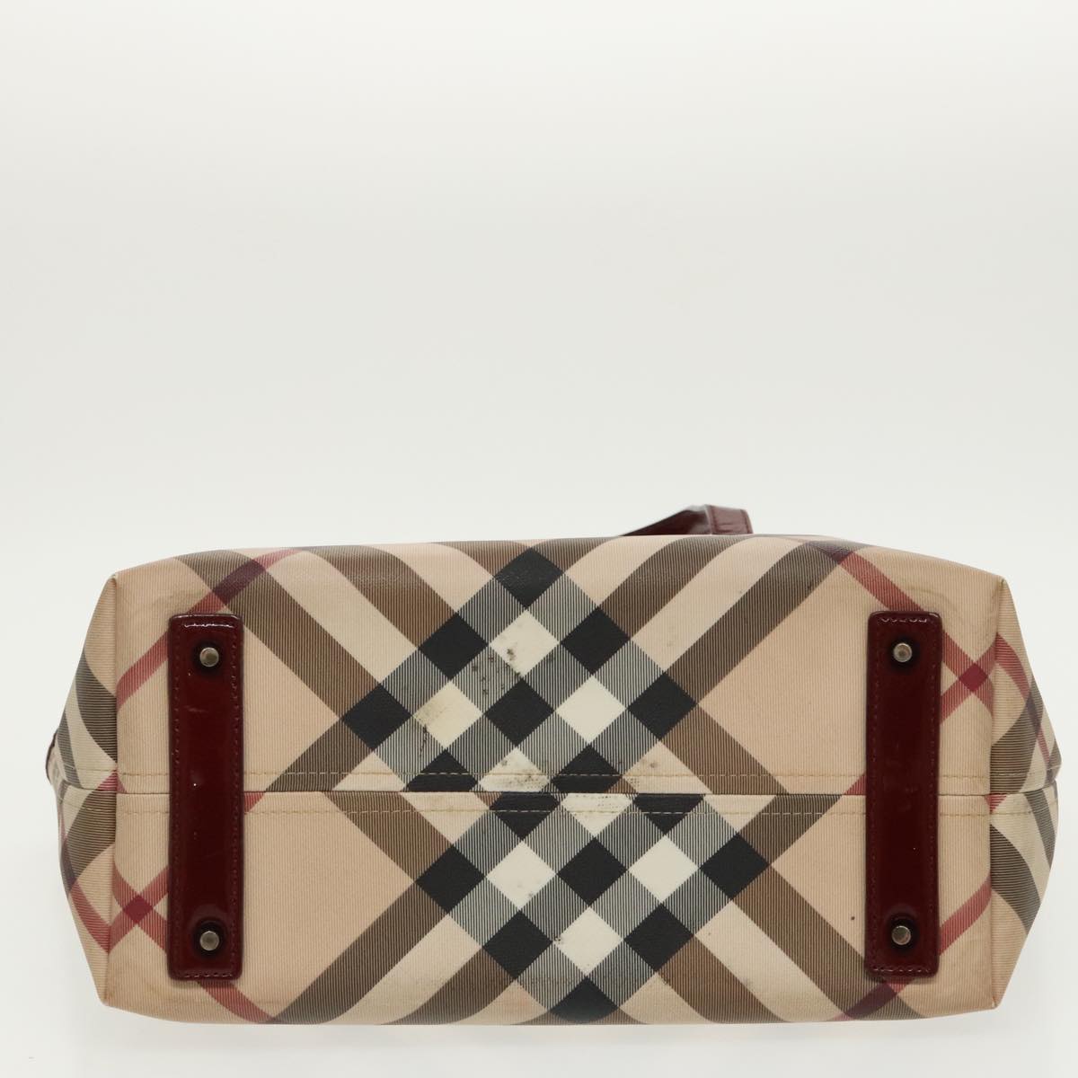 BURBERRY Nova Check Tote Bag PVC Beige Auth 98128