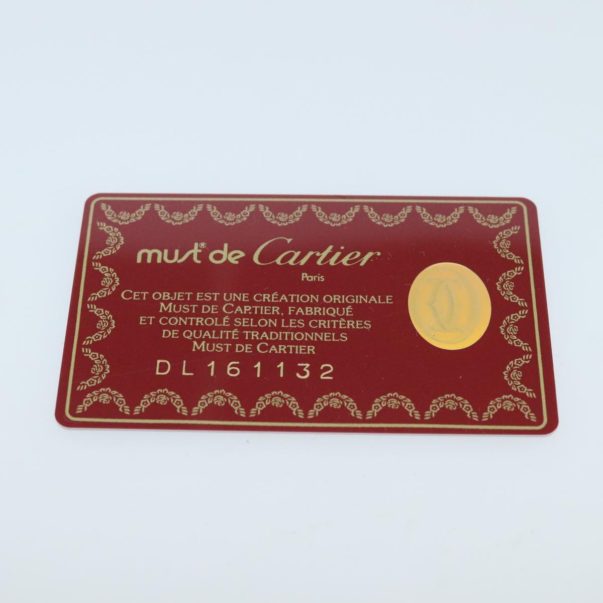 CARTIER Wallet Leather Gold Wine Red Auth 98141A