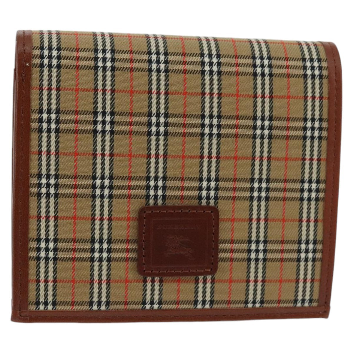 BURBERRY Nova Check Wallet Canvas Beige Auth 98142