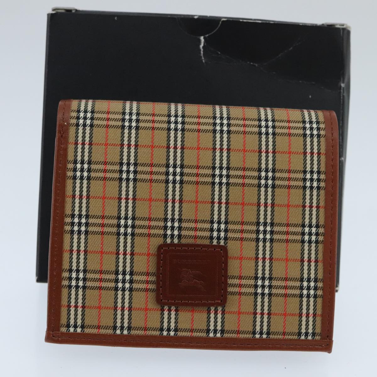 BURBERRY Nova Check Wallet Canvas Beige Auth 98142