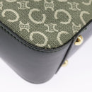 CELINE C Macadam Canvas Hand Bag Gray Gold Auth 98146-15