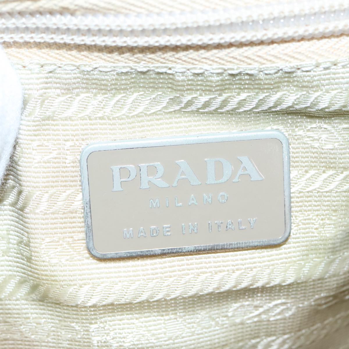 PRADA Backpack Nylon Beige Silver Auth 98213