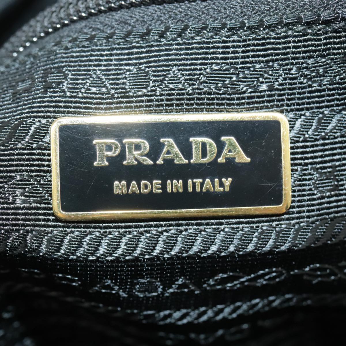 PRADA Tote Bag Nylon Black Gold Auth 98216