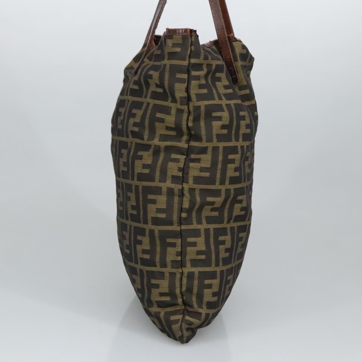 FENDI Zucca Canvas Tote Bag Brown Black Auth 98219