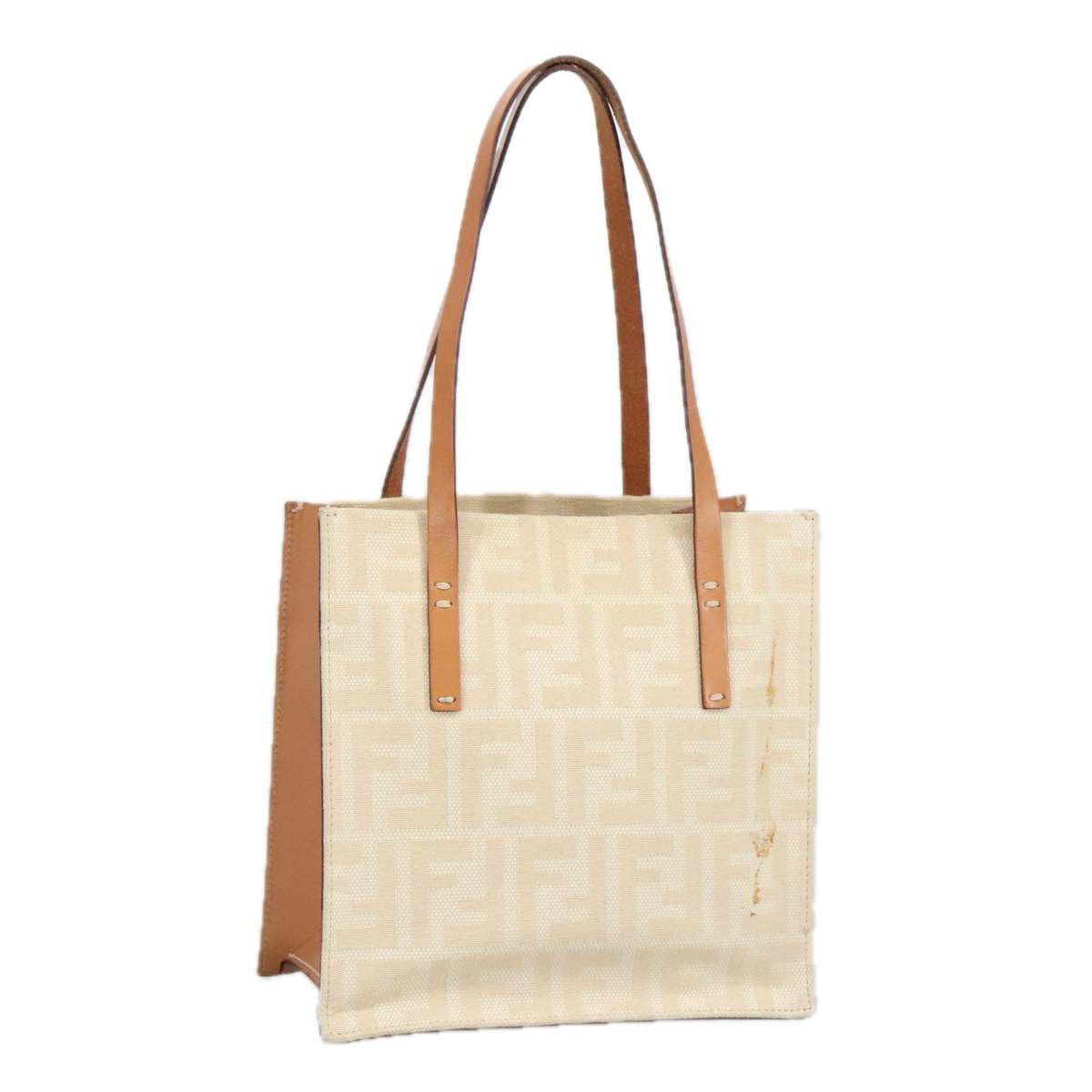 FENDI Zucca Canvas Tote Bag White Auth 98220