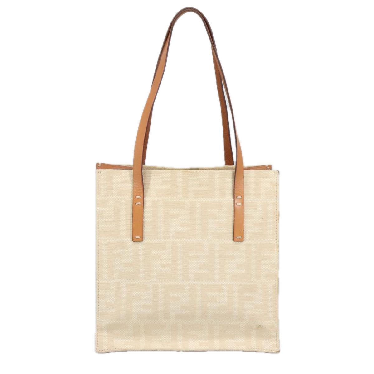 FENDI Zucca Canvas Tote Bag White Auth 98220 - 0