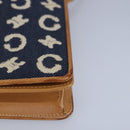 CELINE C Macadam Canvas Shoulder Bag Blue Gold Auth 98223-8